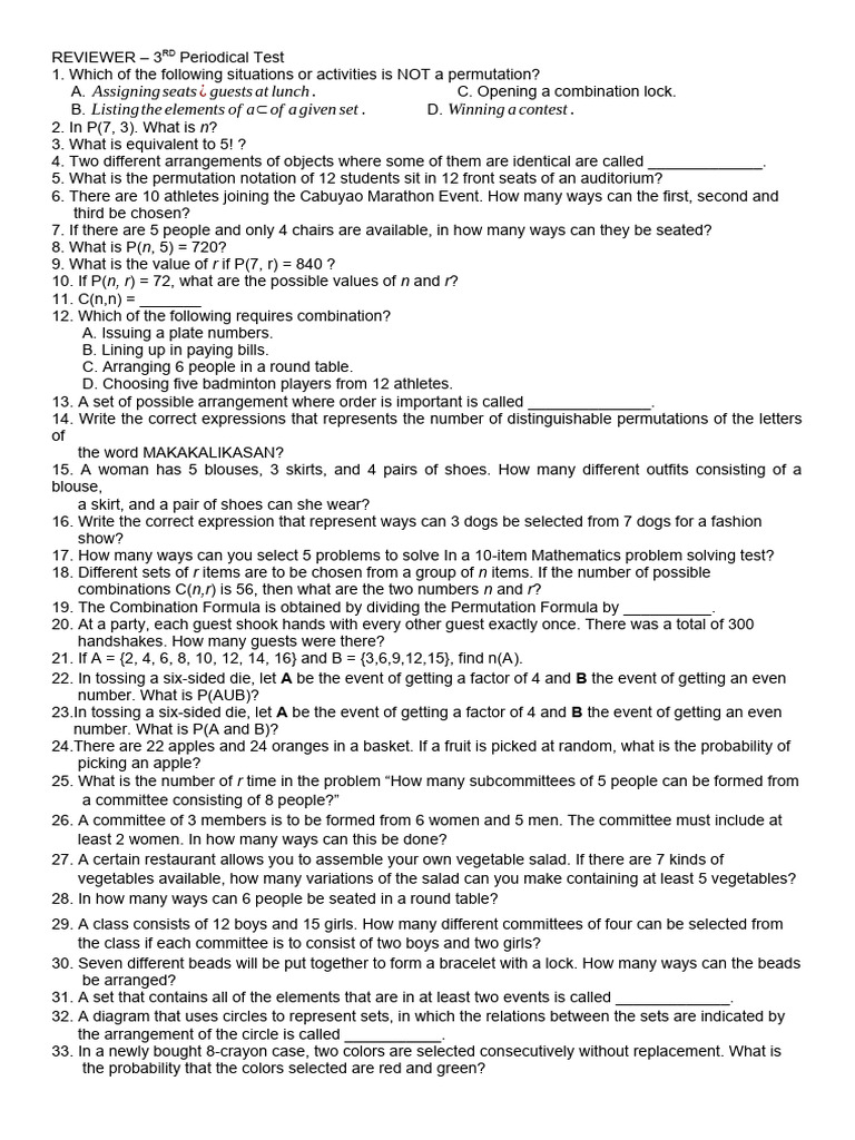 Answer me once pdf probability permutation