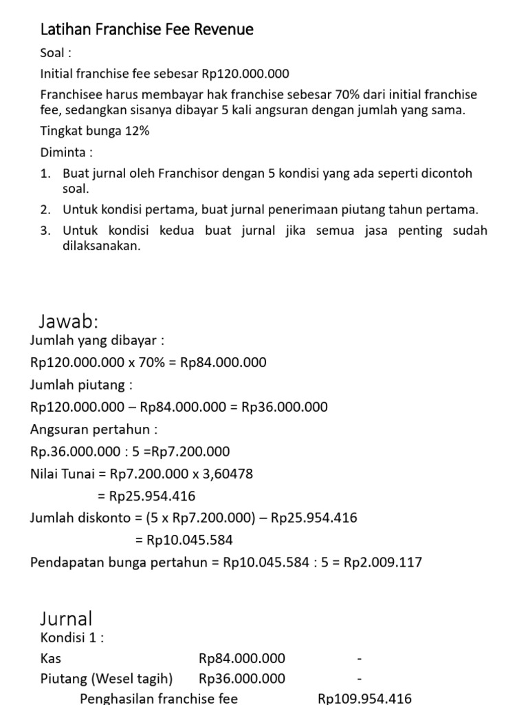 Perhitungan Biaya Franchise Fee | PDF