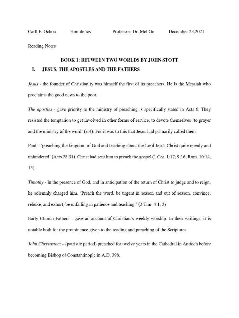 Homiletics ReadingNotes Carll 122321 PDF Expository Preaching Sermon