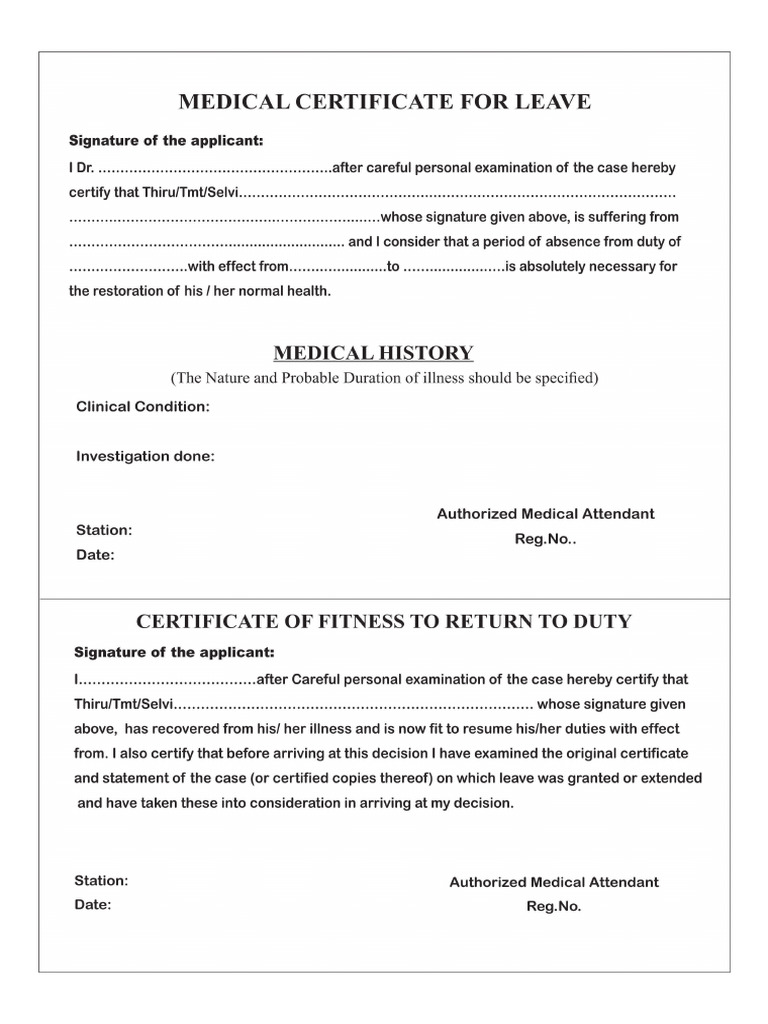 Medicaland Fitness Certificate PDF