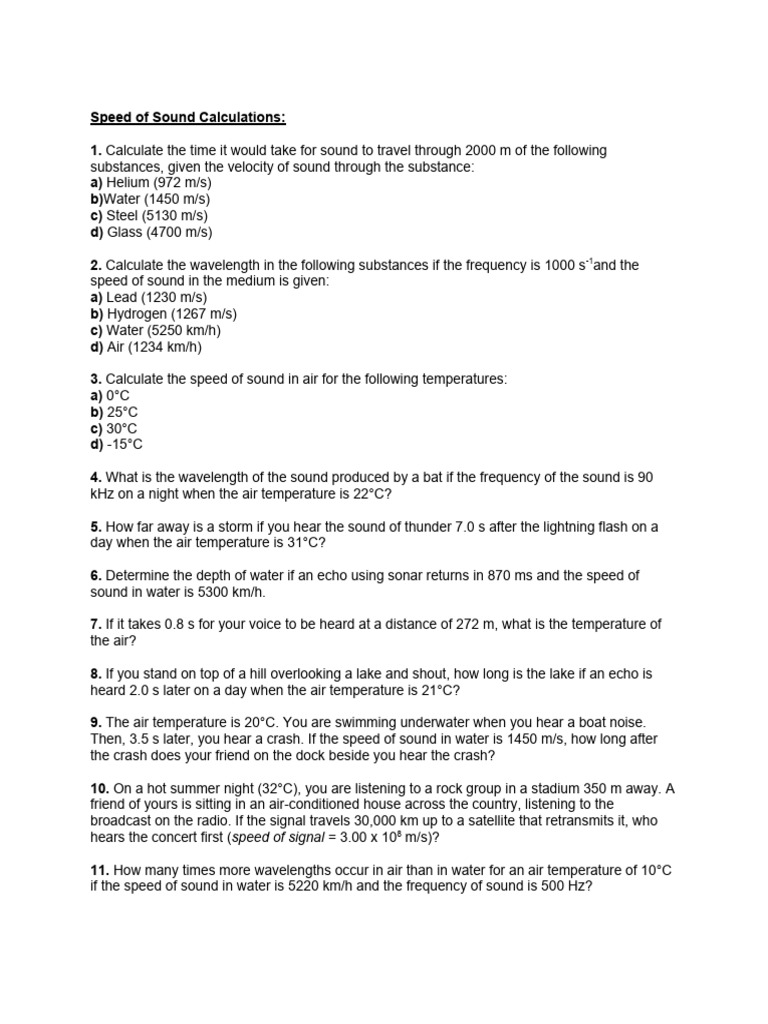 Speed of Sound Calculations | PDF | Sound | Mach Number