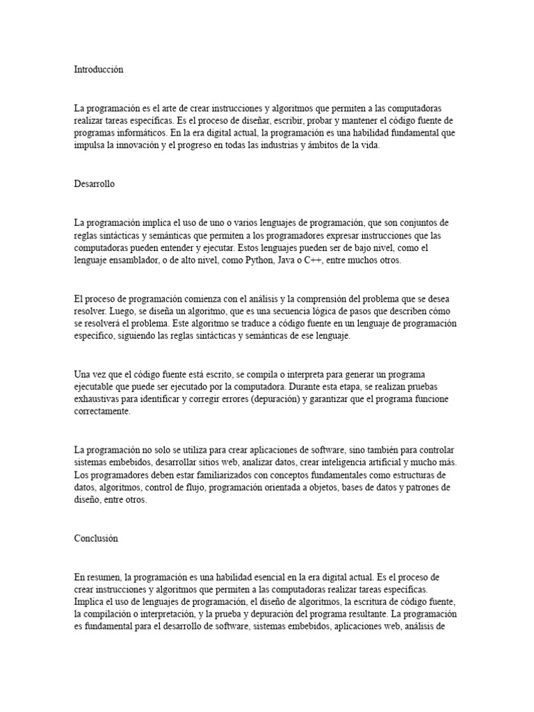 Ensayo Programacion | PDF | Programación de computadoras | Lenguaje de ...