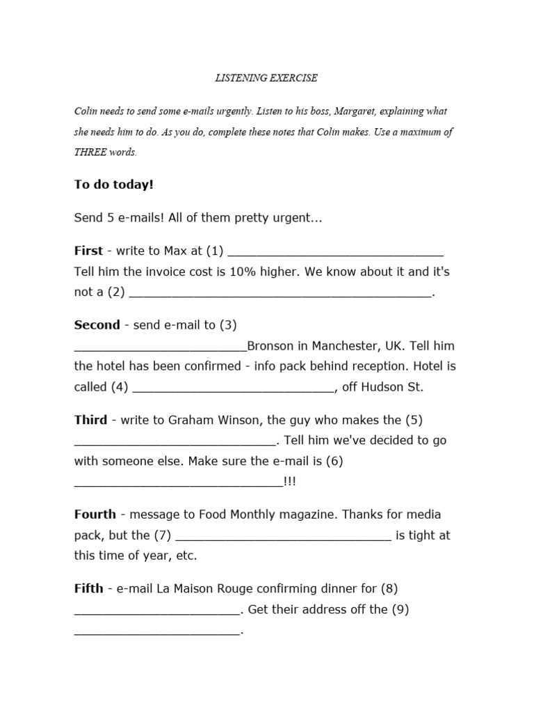 Listening Exercise | PDF