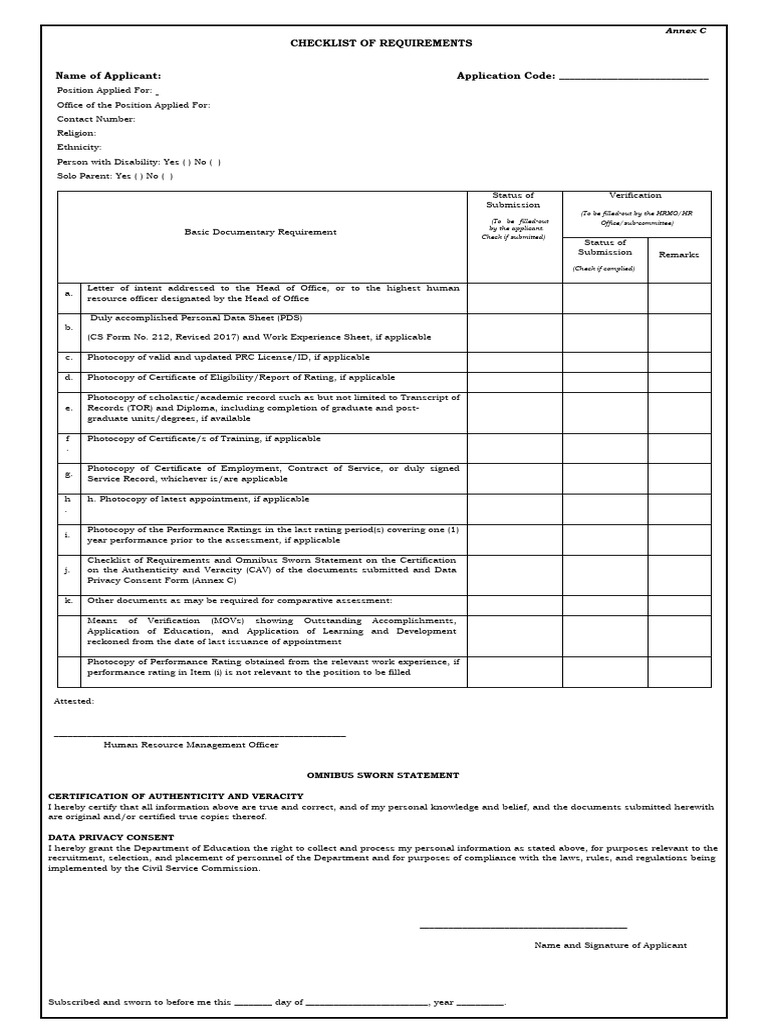 Omnibus Sworn Statement | PDF | Authentication