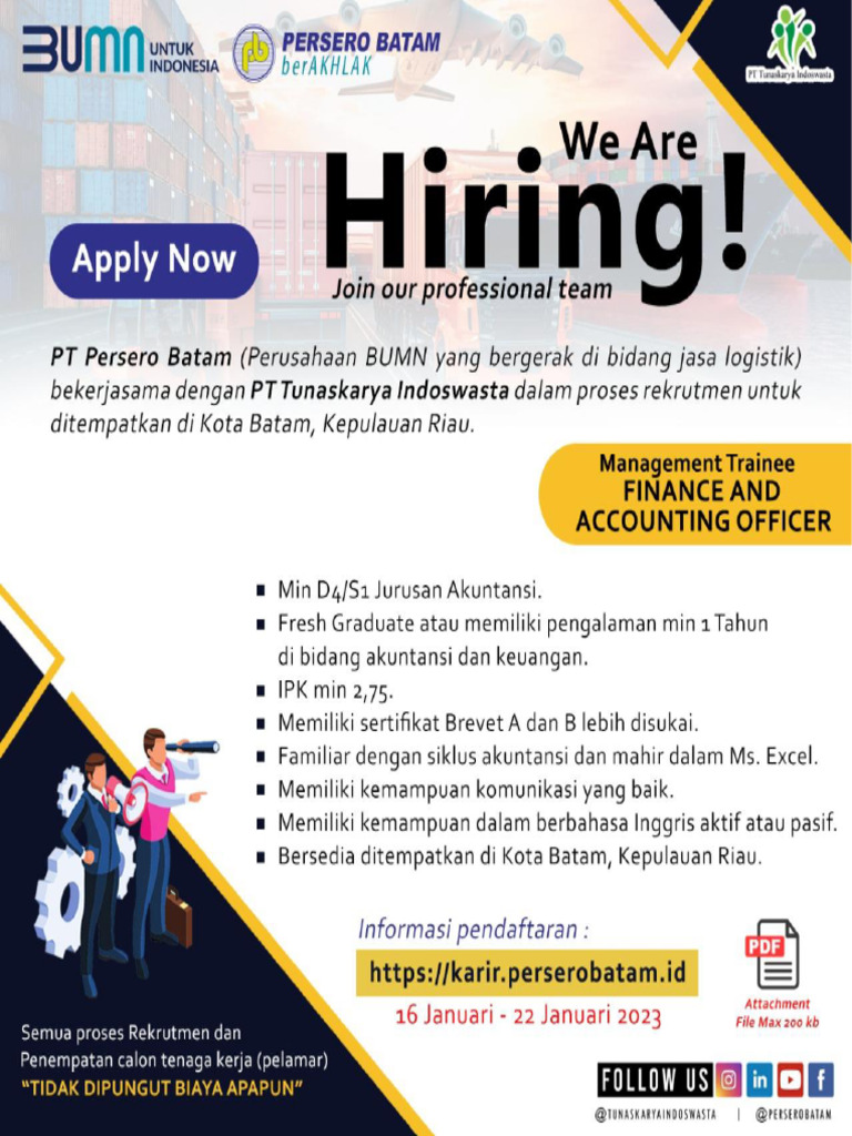 Job Vacancies Persero Batam PDF