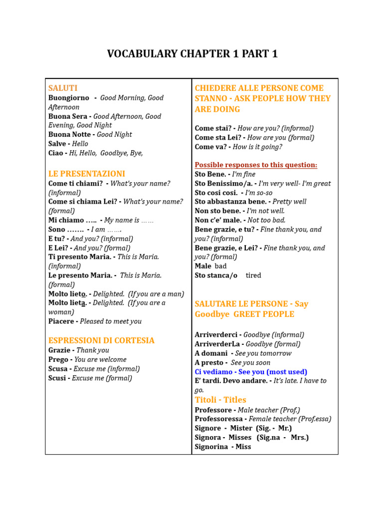 Vocabulary Chapter 1 Part 1 | PDF