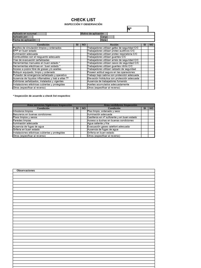Check List Acciones y Condiciones | PDF
