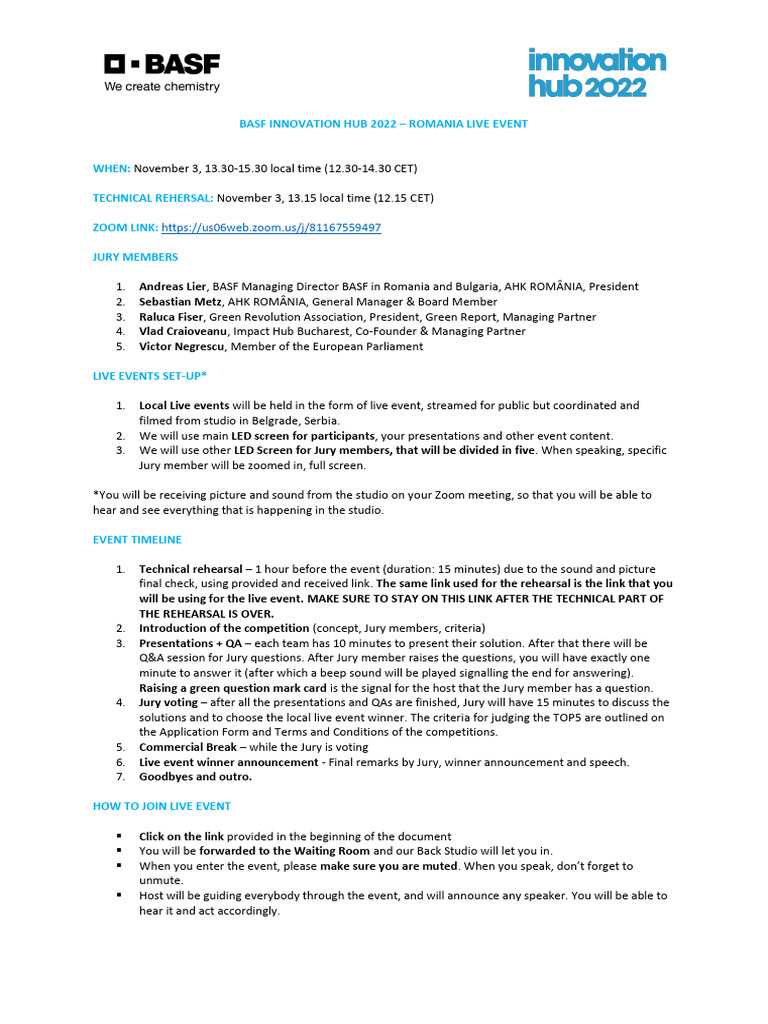 BASF Innovation Hub 2022 - Live Event Instructions For Participants ...