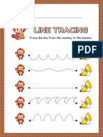 Pre Writing Line Tracing Activity Worksheet in Brown and Yellow Cartoon Style