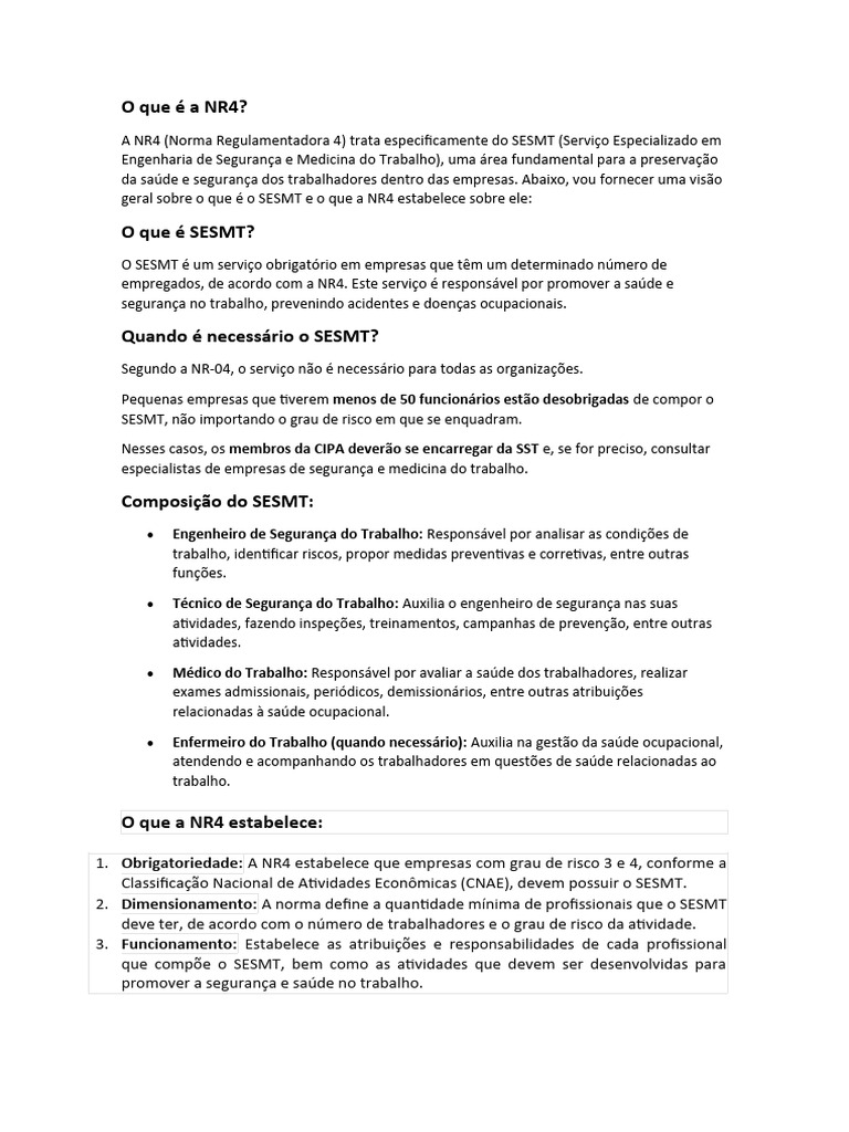 O Que A NR4 Estabelece | PDF