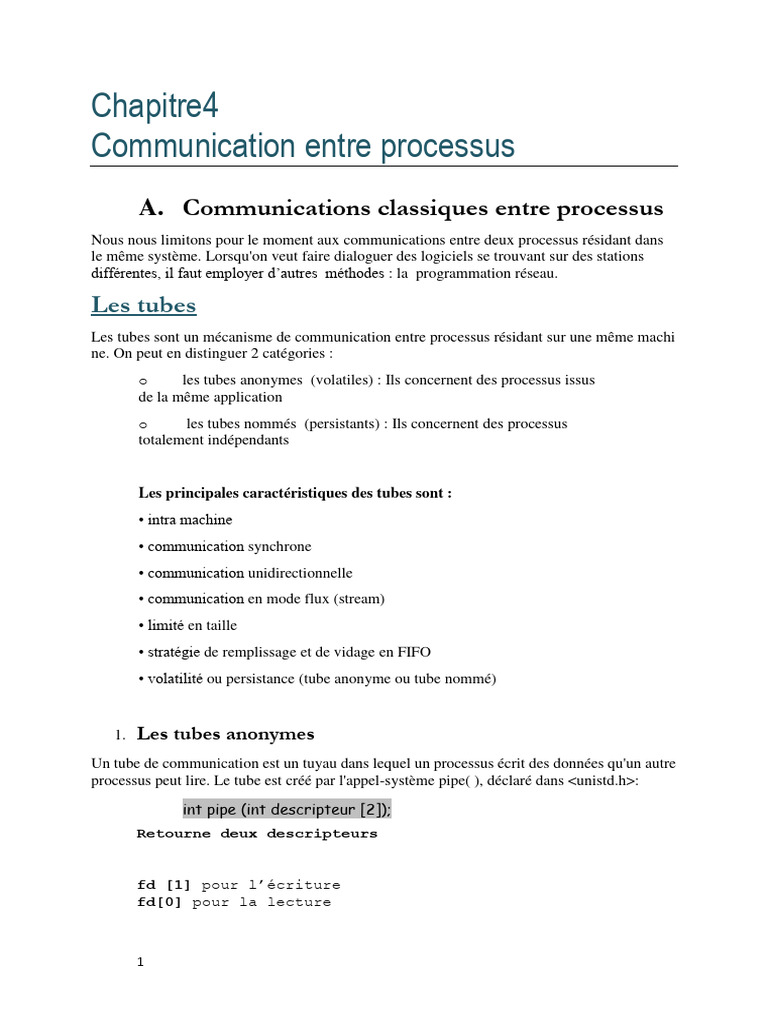 Communication avec tubes nommés et anonymes | PDF | Serveur ...