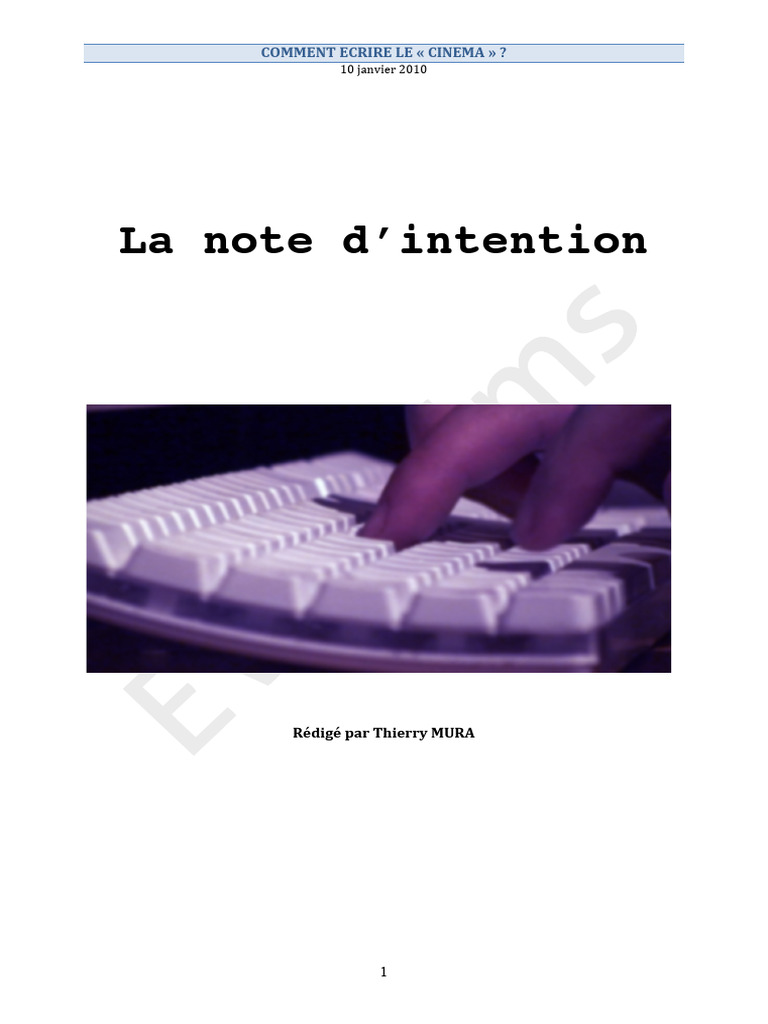 Rédiger une note d'intention cinéma | PDF | Cinématographie | Scénario