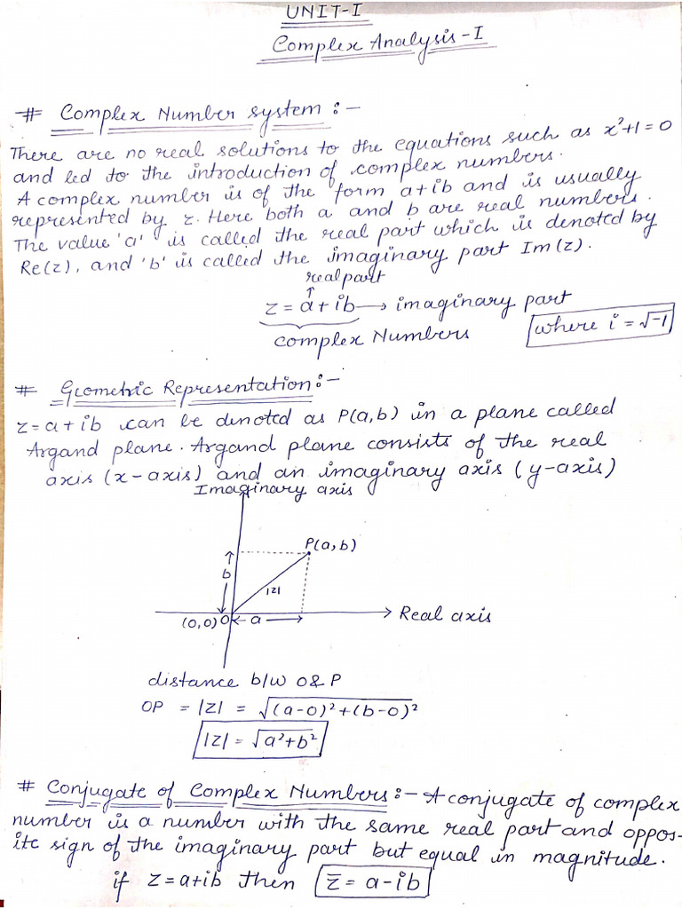 Unit I (Complex Analysis I) | PDF