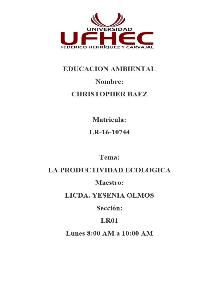 Productividad Ecologica PDF Biodiversidad Ecología