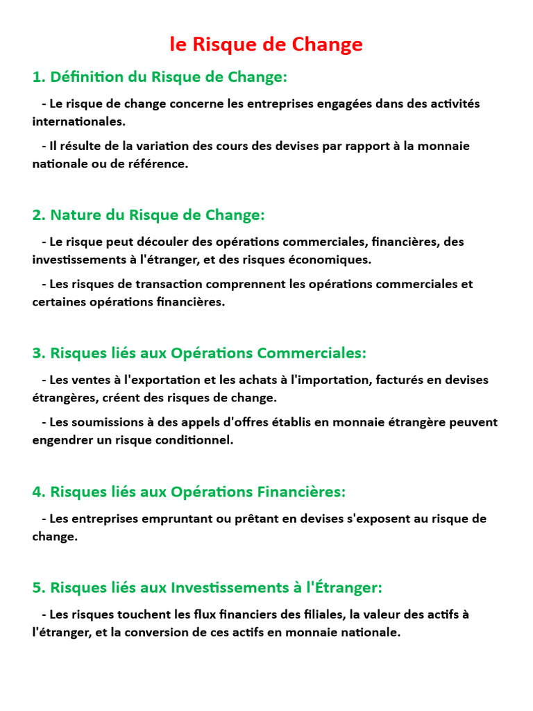 Gestion du Risque de Change en Entreprise | PDF | Affaires | Finance et ...