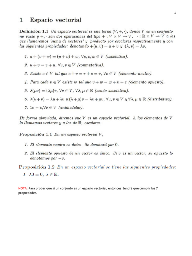 Propiedades y Ejemplos de Espacios Vectoriales | PDF | Base (álgebra ...
