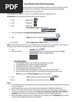 Team Member Time Punch Instructions