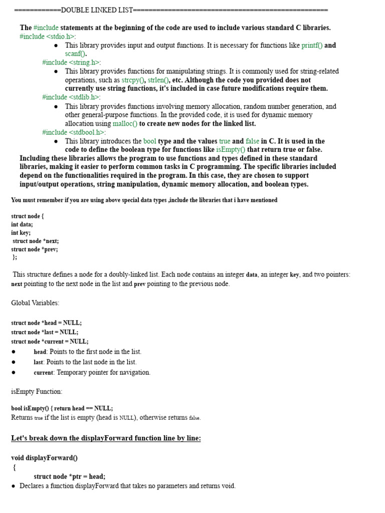 Circular and Double Linked List Explanation | PDF | Pointer (Computer ...