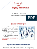 Clase #1. Introducción A La Materia. Sociología y Modernidad. Sociologia Cs. Jurídicas 2022