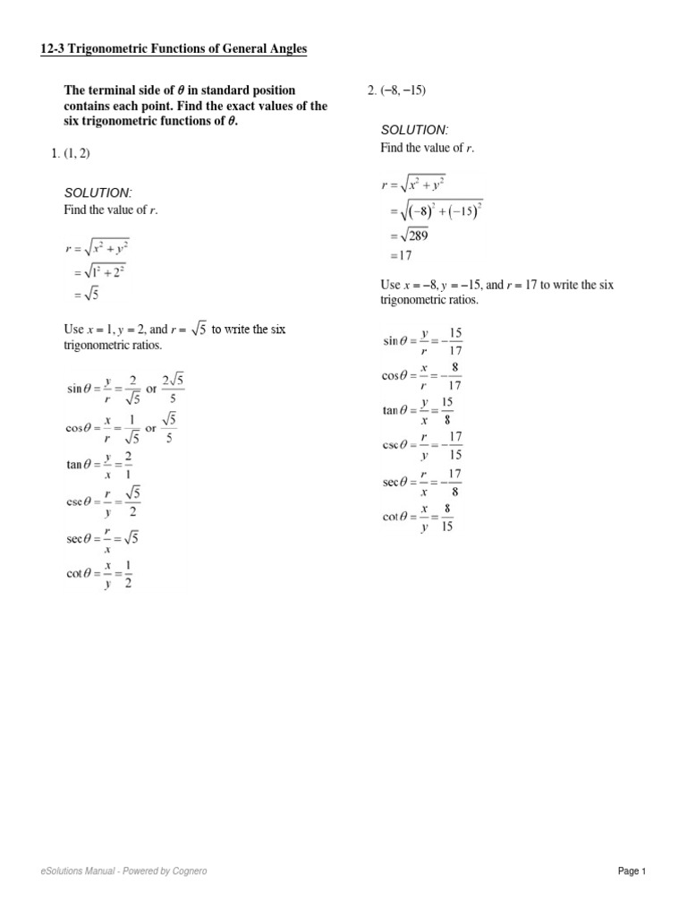 Trigonometric Functions in Quadrants | PDF | Trigonometric Functions ...