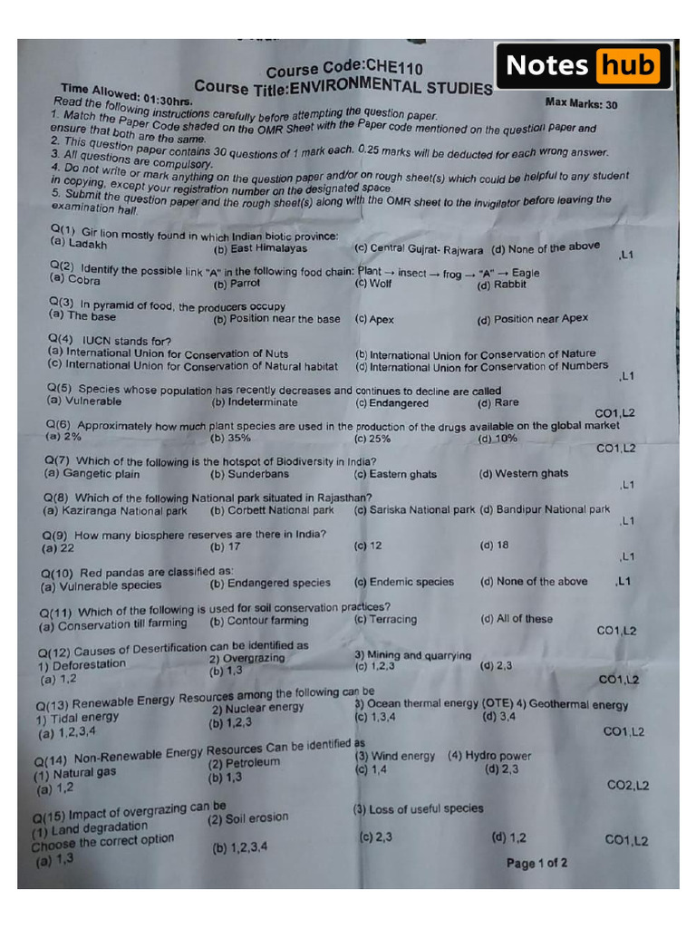 CHE MTE Paper - 1 | PDF