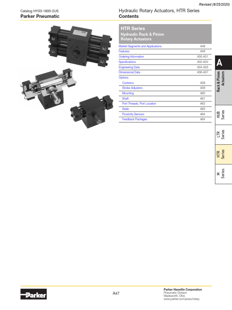 Parker HTR Hydraulic Actuator Catalog | PDF | Actuator | Valve