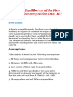 Short-Run Equilibrium of The Firm Under Perfect Competition (MR-MC Approach)