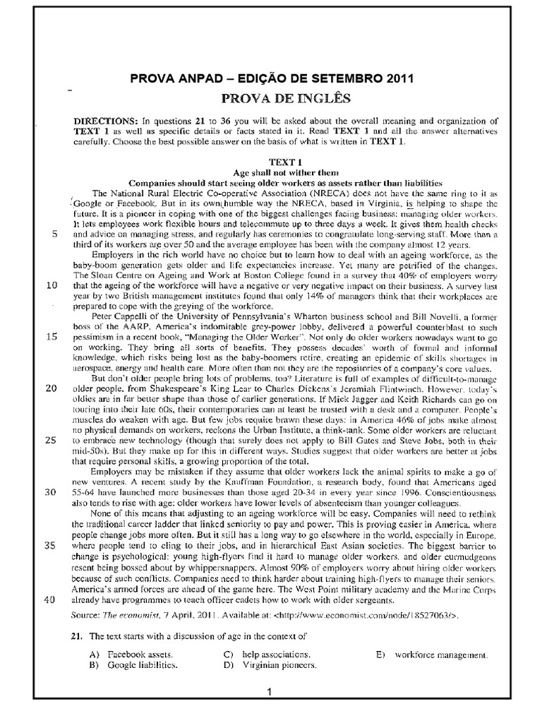 Provas Da ANPAD Com Gabarito | PDF