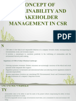 Concept of Sustainability and Stakeholder Management in CSR: Made by - Arshit Sood Mba-Hr