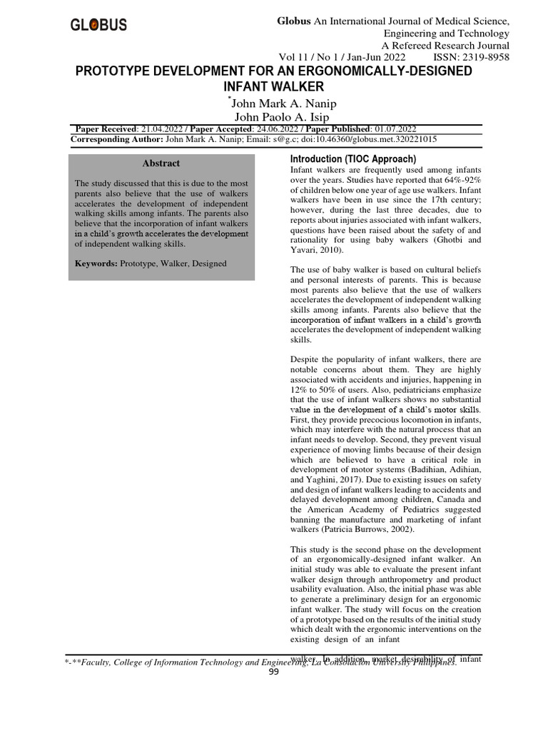 Ergonomic Infant Walker Prototype Development | PDF | Anthropometry ...