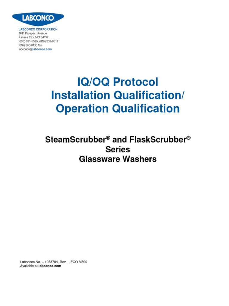 SteamscrubberFlaskscrubber GlasswareWasherIqOqProtocolLabconco