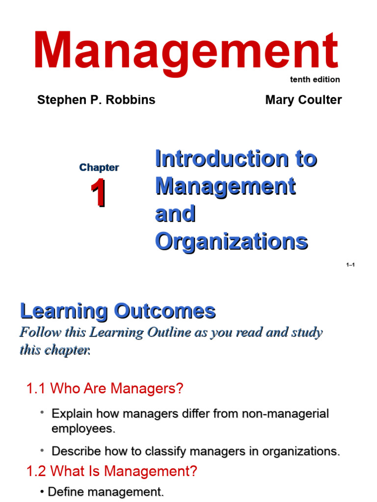 Chapter 1 Introduction To Management | PDF | Leadership | Goal