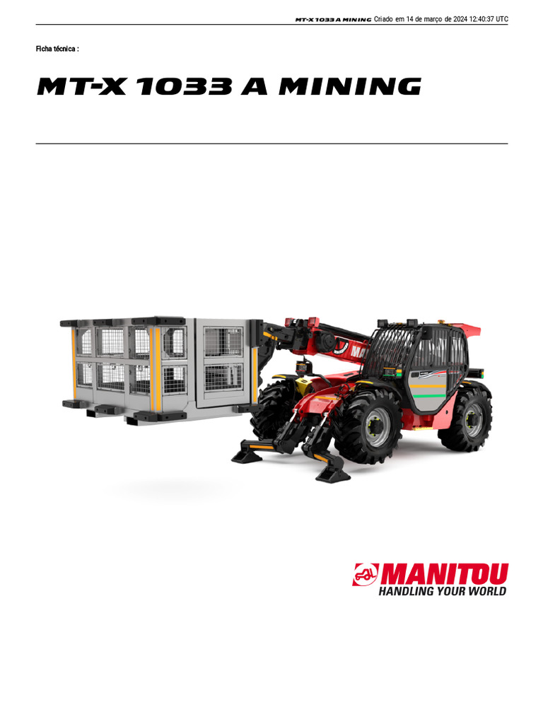 Especificações do Manitou MT-X 1033 | PDF | Motores | Veículo motorizado