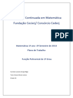 Formação Continuada em Matemática Fundação Cecierj/ Consórcio Cederj