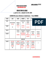 Emploi Du Temps Universite Kolda Lsio 1 Du 11 Au 16 Mars 2024