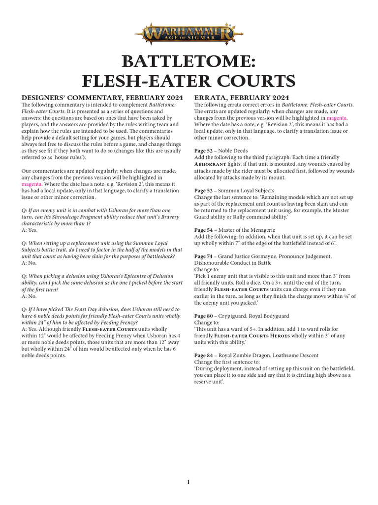 Battletome FleshEater Courts Designers' Commentary, February 2024
