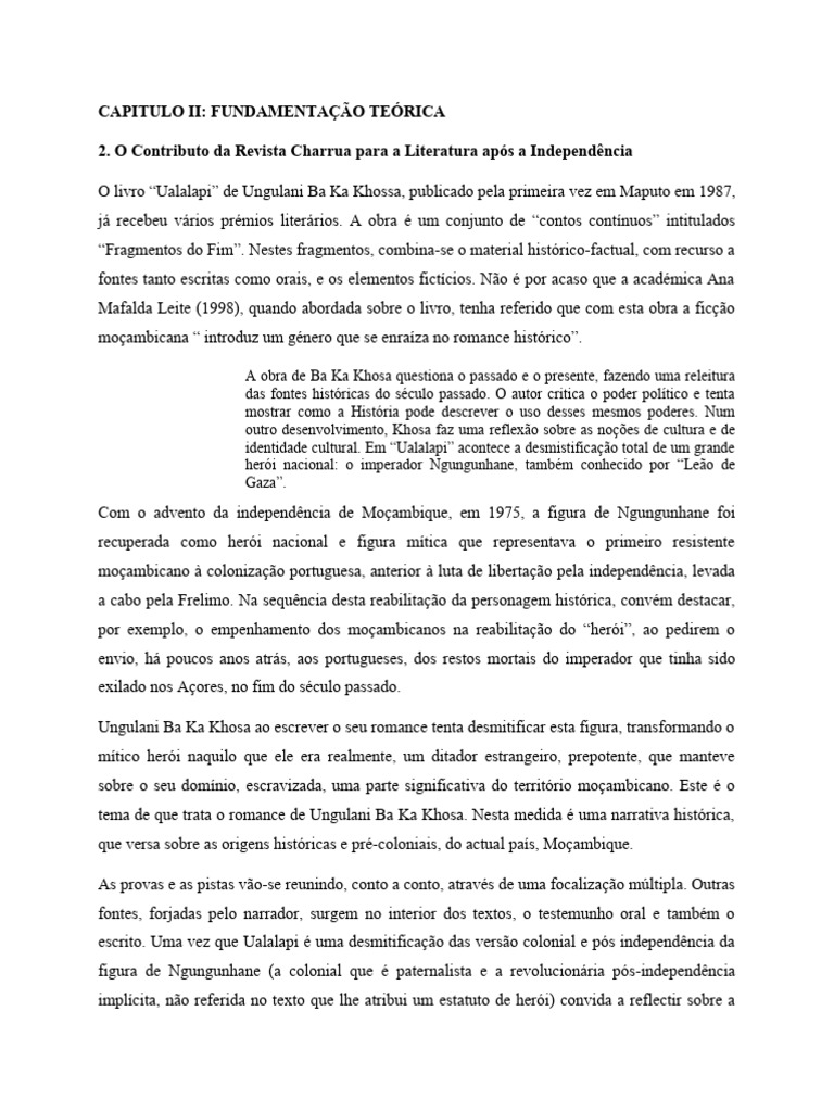 Contribuições da Literatura Moçambicana | PDF | Moçambique | Angola