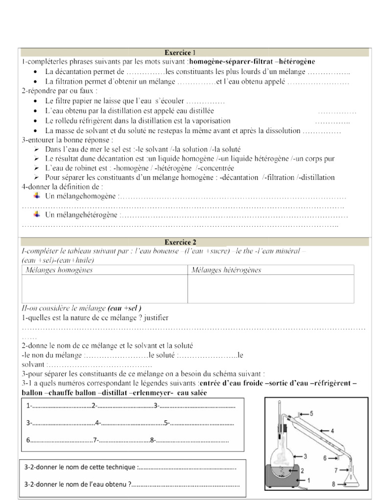 Devoir 3 Modele 9 Physique Chimie 1ac Semestre 1 1 | PDF