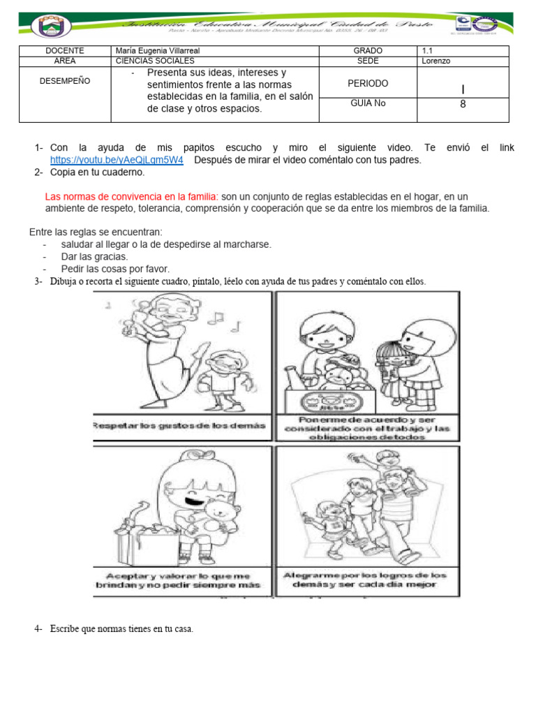 Normas de convivencia familiar para niños | PDF