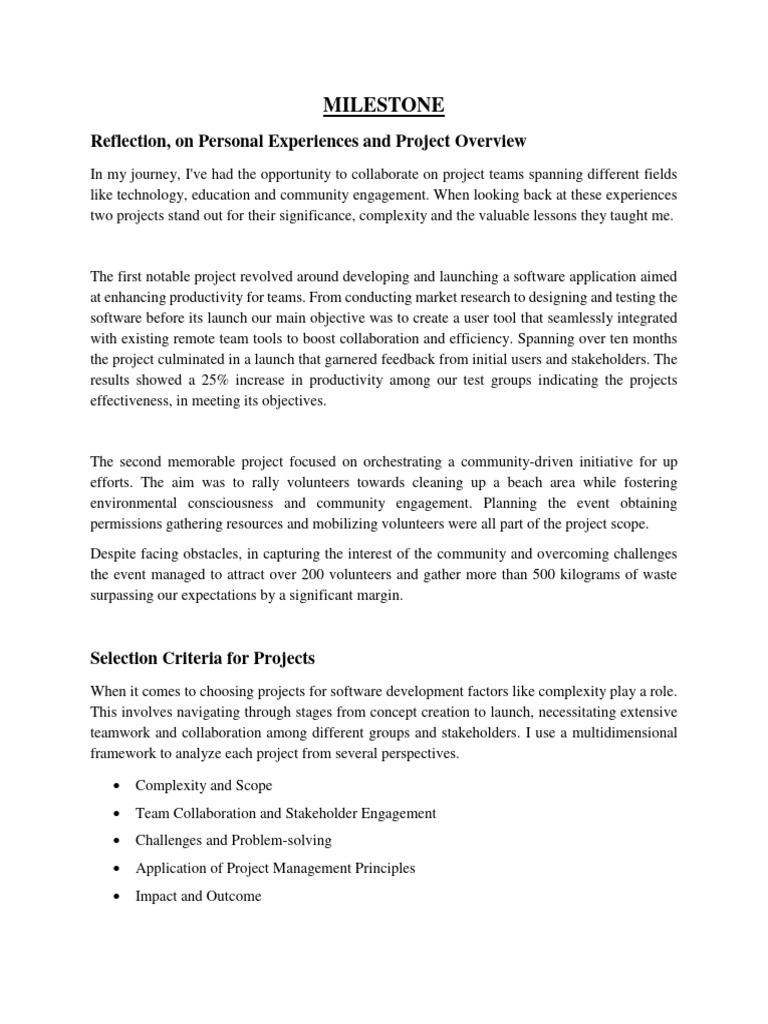 Milestone Reflection on Project Success | PDF | Project Management ...