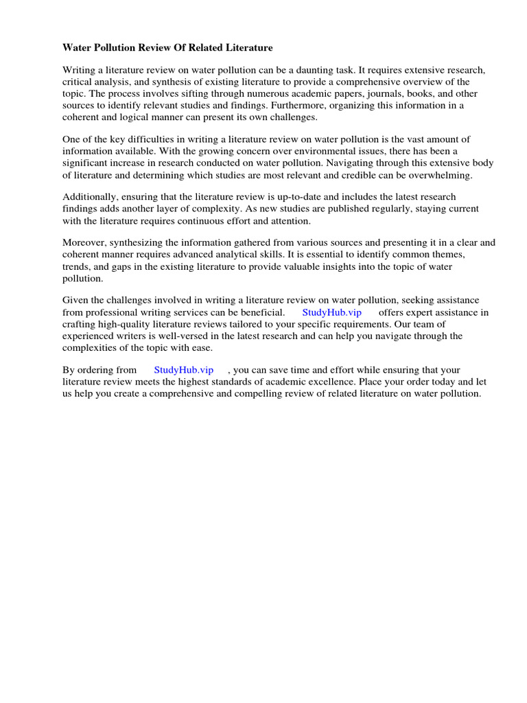 Water Pollution Review of Related Literature PDF Air Pollution