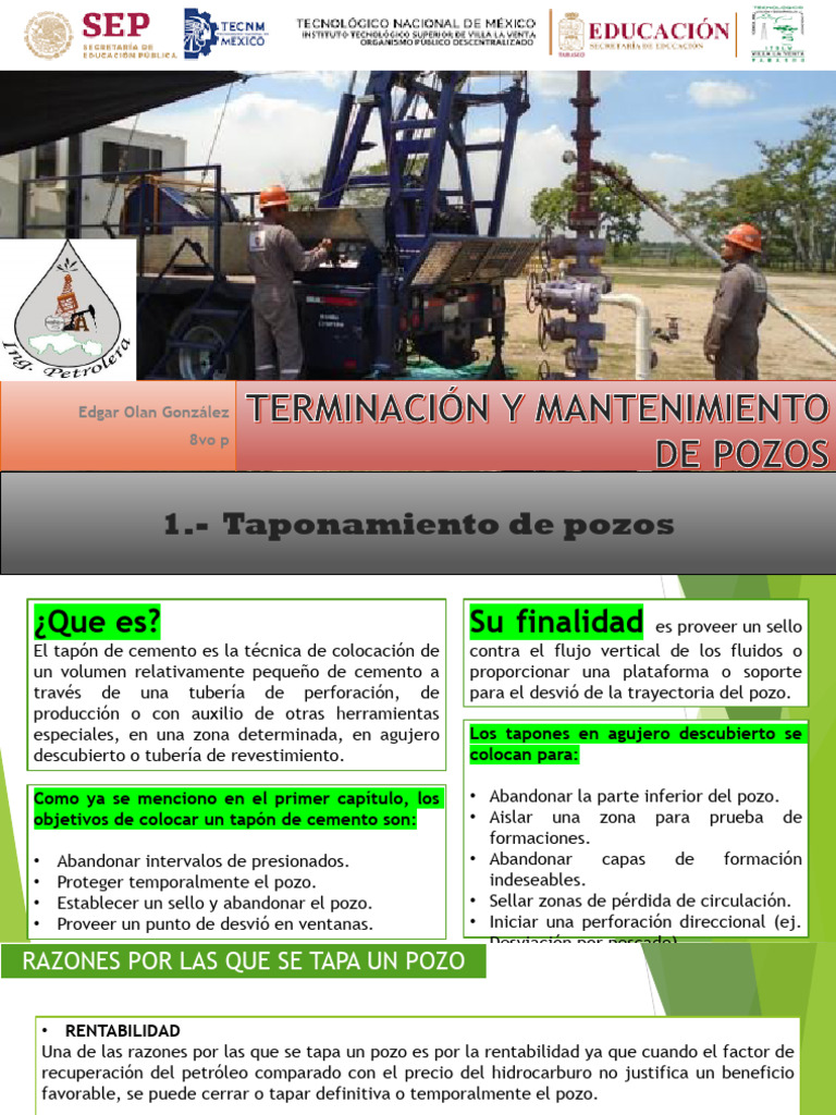 Taponamiento y Mantenimiento de Pozos | PDF | Pozo de petróleo ...