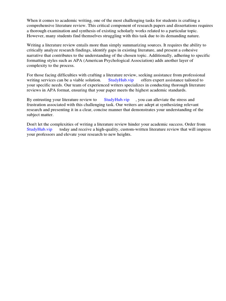 Sample Literature Review Paper Apa Format | PDF | Apa Style ...