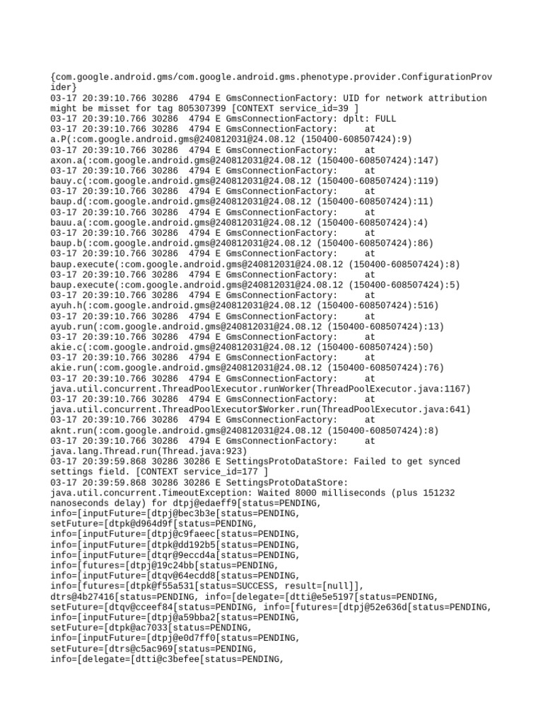 Google Play Services Error Logs | PDF | Software Engineering | Computer ...