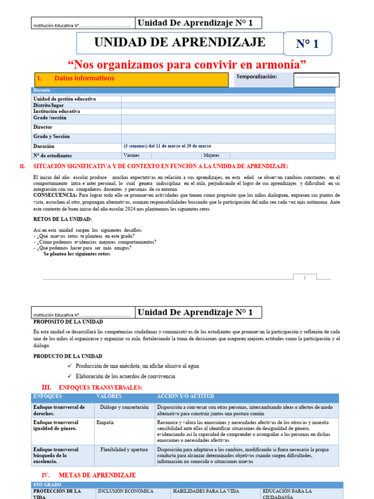 Sesiones de Aprendizaje 6to Grado 2024 | PDF | Números | Decimal