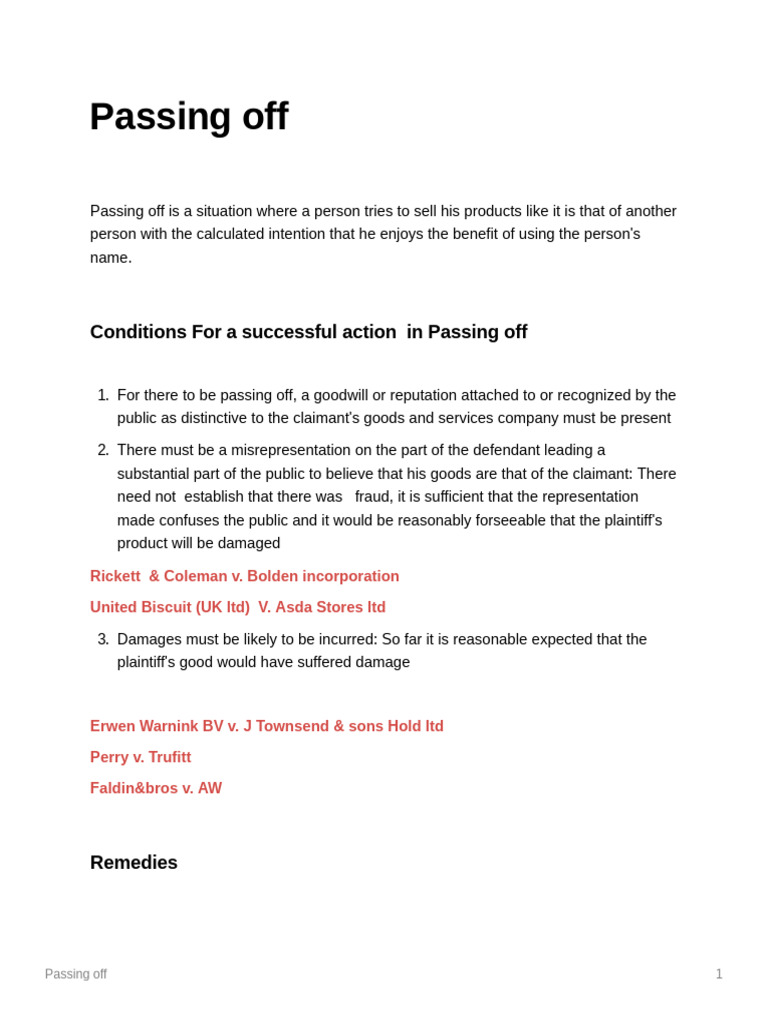 Passing Off | PDF