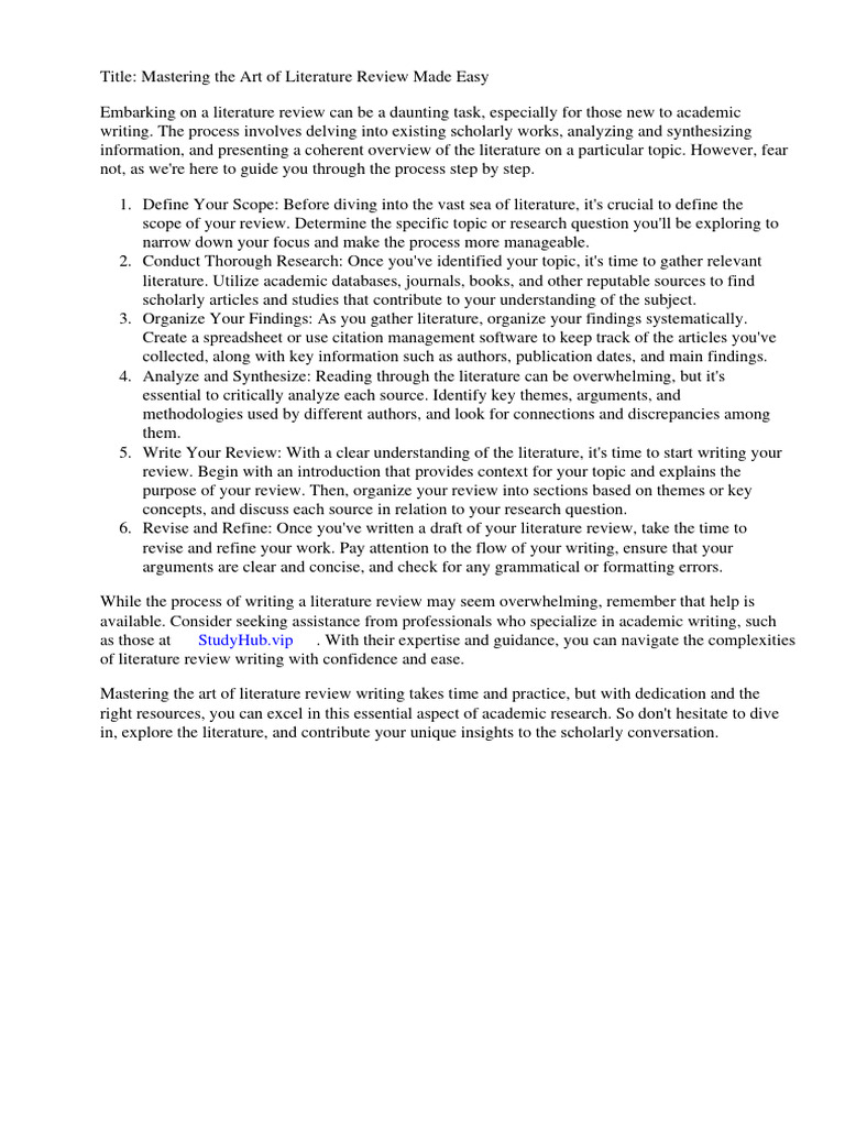 How To Do A Literature Review For Dummies PDF Systematic Review