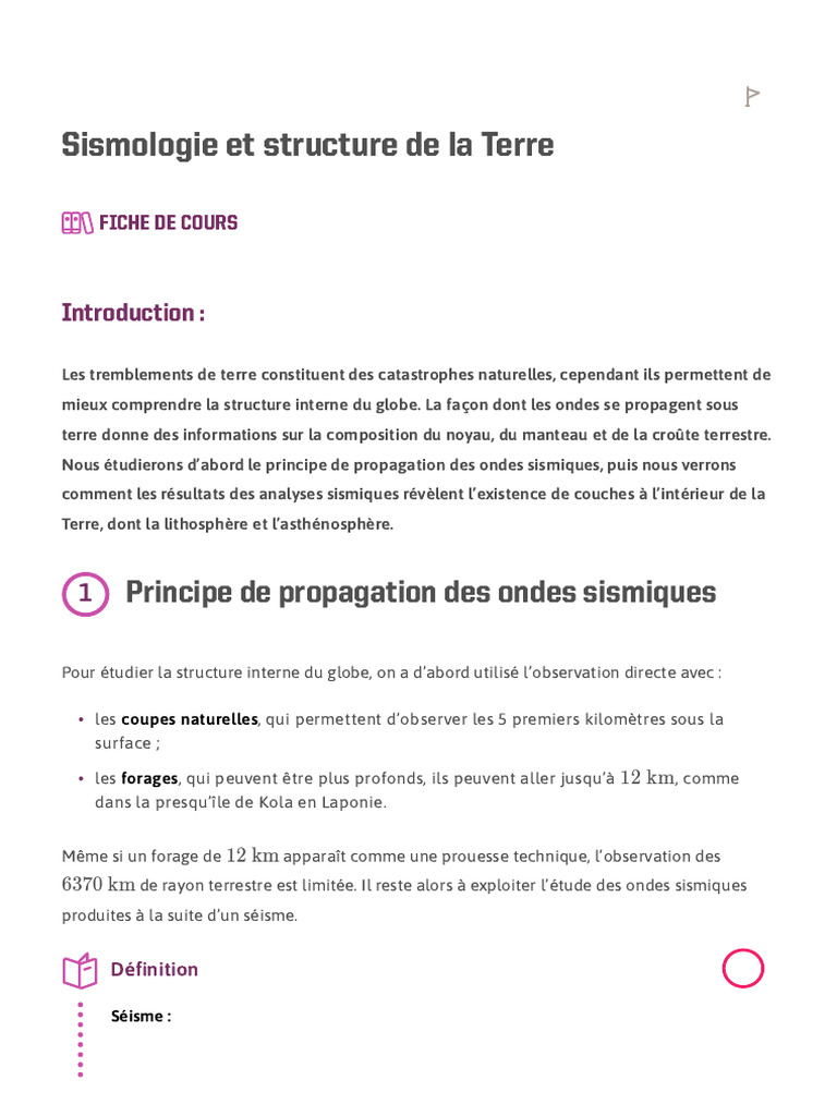 Sismologie et structure interne de la Terre | PDF | Sismologie ...