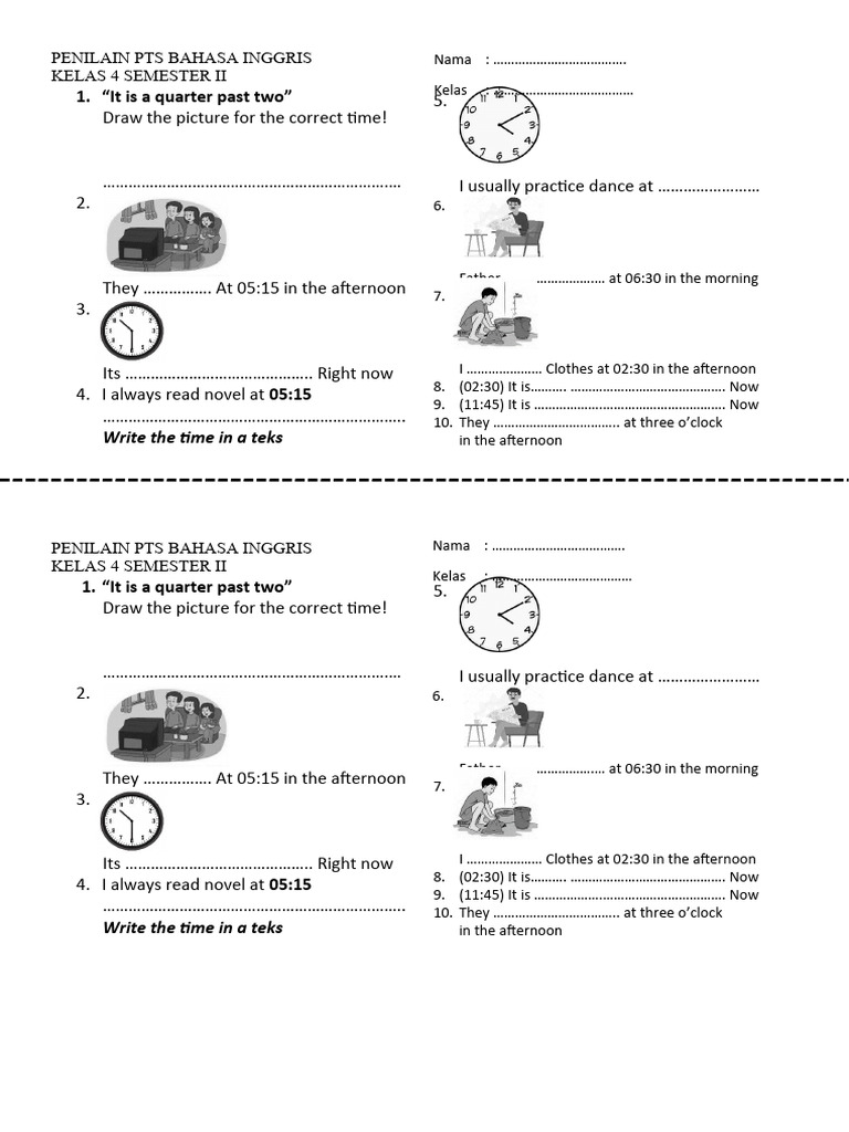 Penilain PTS Bahasa Inggris Kelas 4 | PDF | Language Arts & Discipline ...