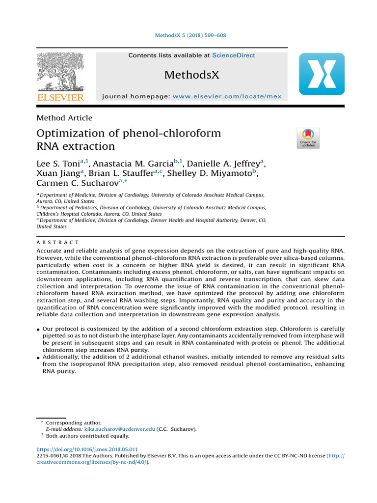 Optimization of Phenol-Chloroform RNA Extraction | PDF | Real Time ...